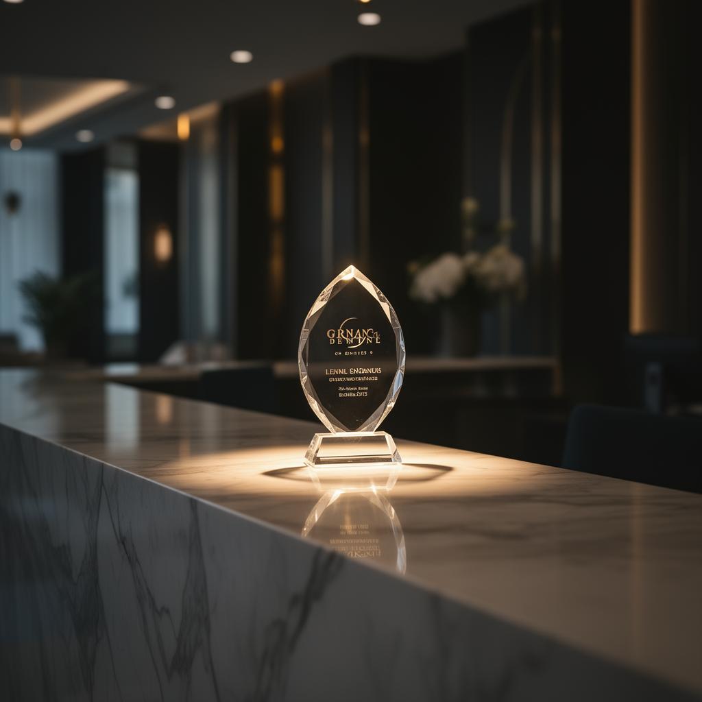 Award displayed in luxury reception